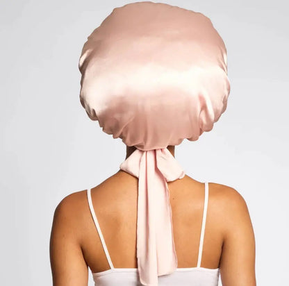 Adjustable Oversized Satin Bonnet- Blush KITSCH