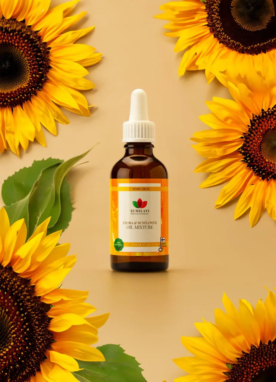 Jojoba &amp; Sunflower Oil Mixture | Hiukset ja iho - Laadukas Hair Oil, valmistaja: Sumilayi. Saatavilla verkkokaupassa Sumilayi. Katso lisää: Jojoba &amp; Sunflower Oil Mixture | Hiukset ja iho.