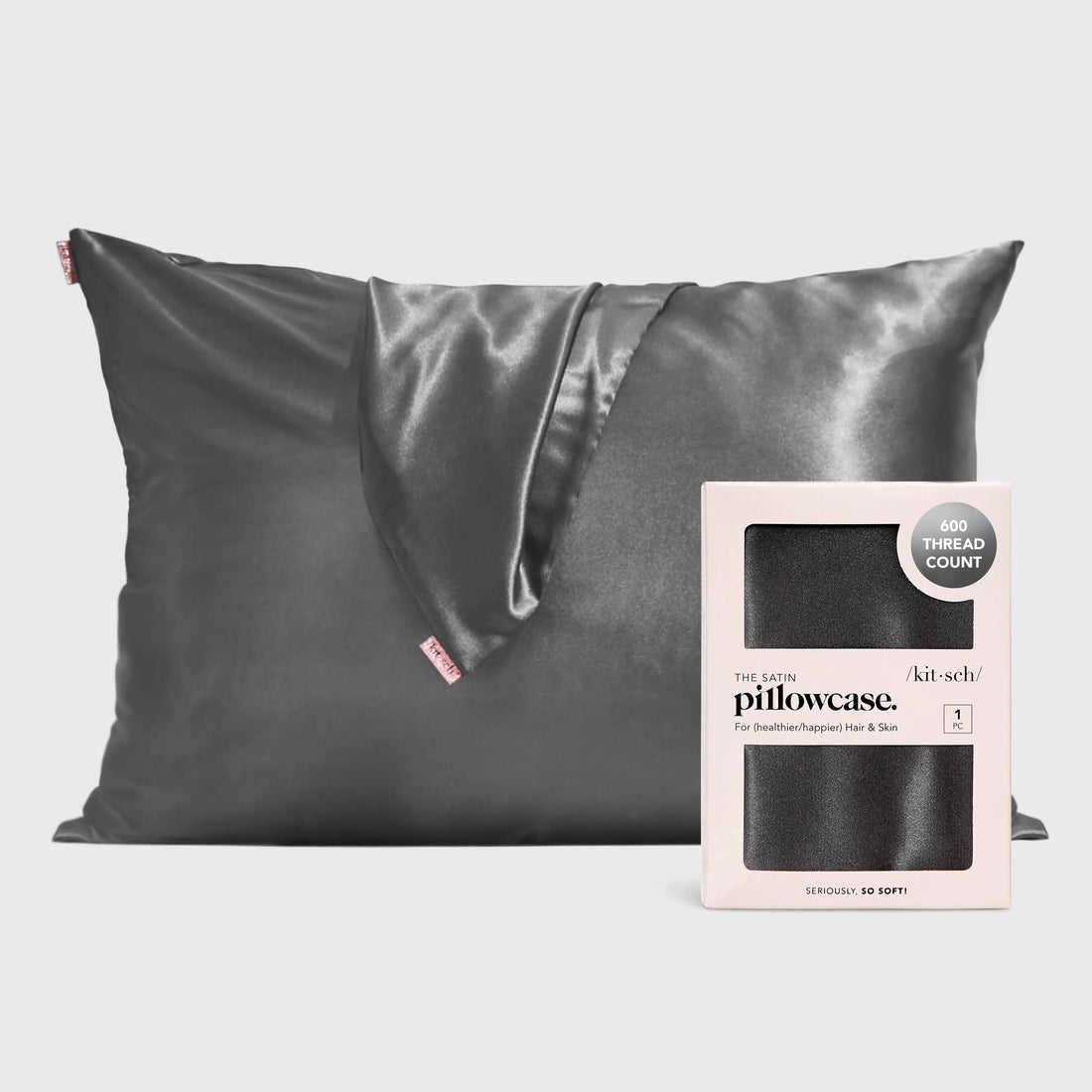 KITSCH Satiini tyynyliina – Charcoal Sumilayi