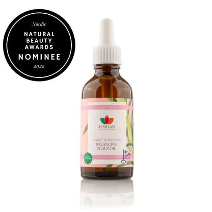 Sweet Rosemary Balancing Scalp Oil 50ml - Hiuspohjaa tasapainottava öljy - Laadukas Hair Oil, valmistaja: Sumilayi. Saatavilla verkkokaupassa Sumilayi. Katso lisää: Sweet Rosemary Balancing Scalp Oil 50ml - Hiuspohjaa tasapainottava öljy.