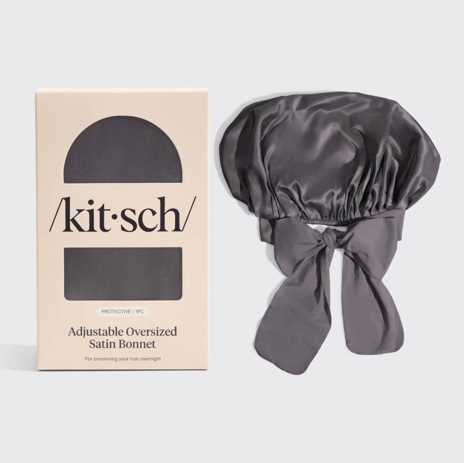 KITSCH Säädettävä Satin Bonnet- Charcoal